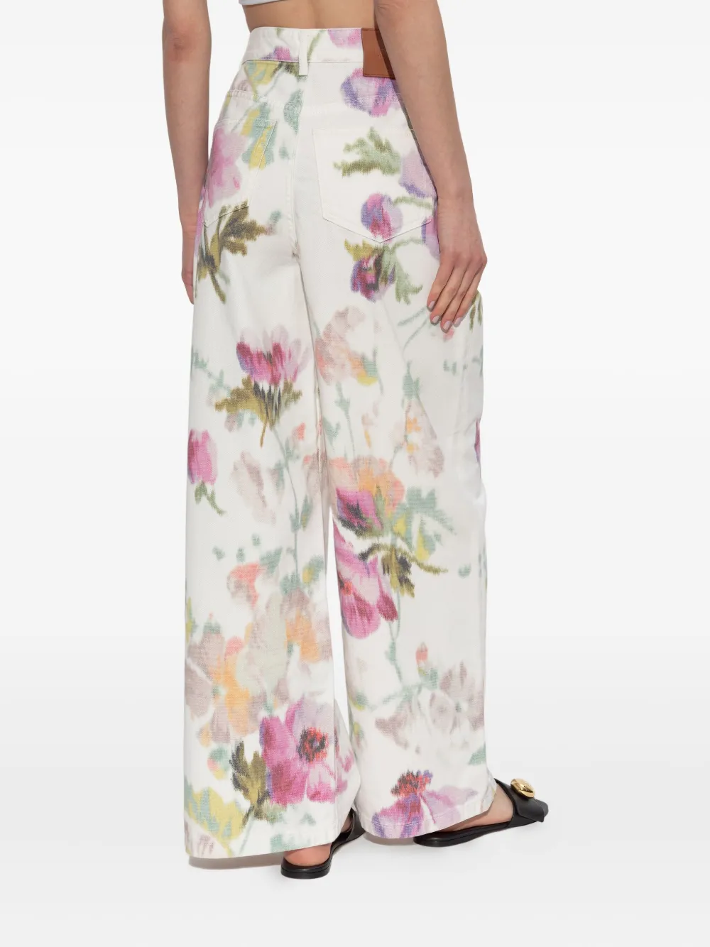 LOEWE Broek met bloemenprint Wit