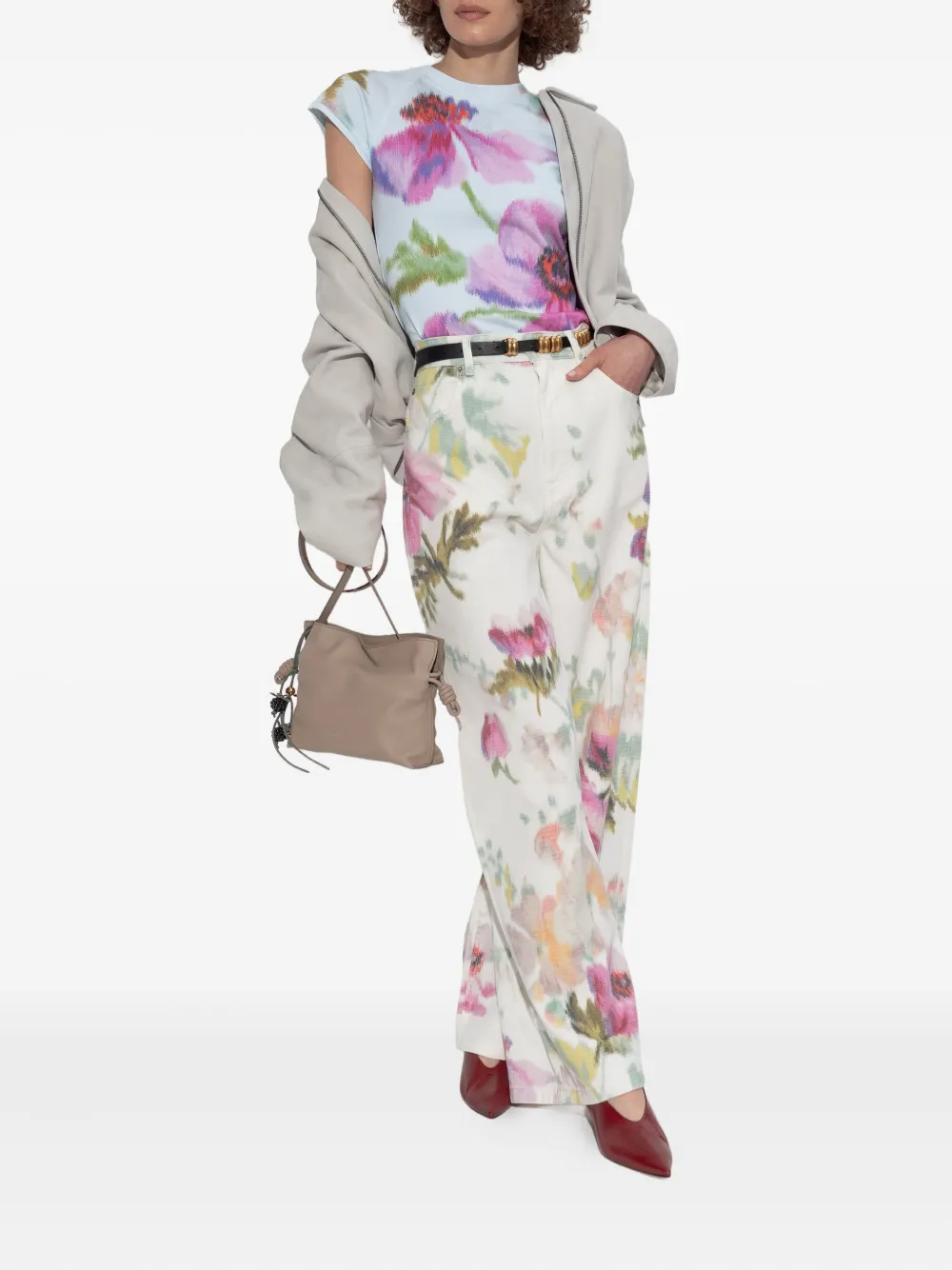 LOEWE Top met bloemenprint en raglan mouwen Blauw