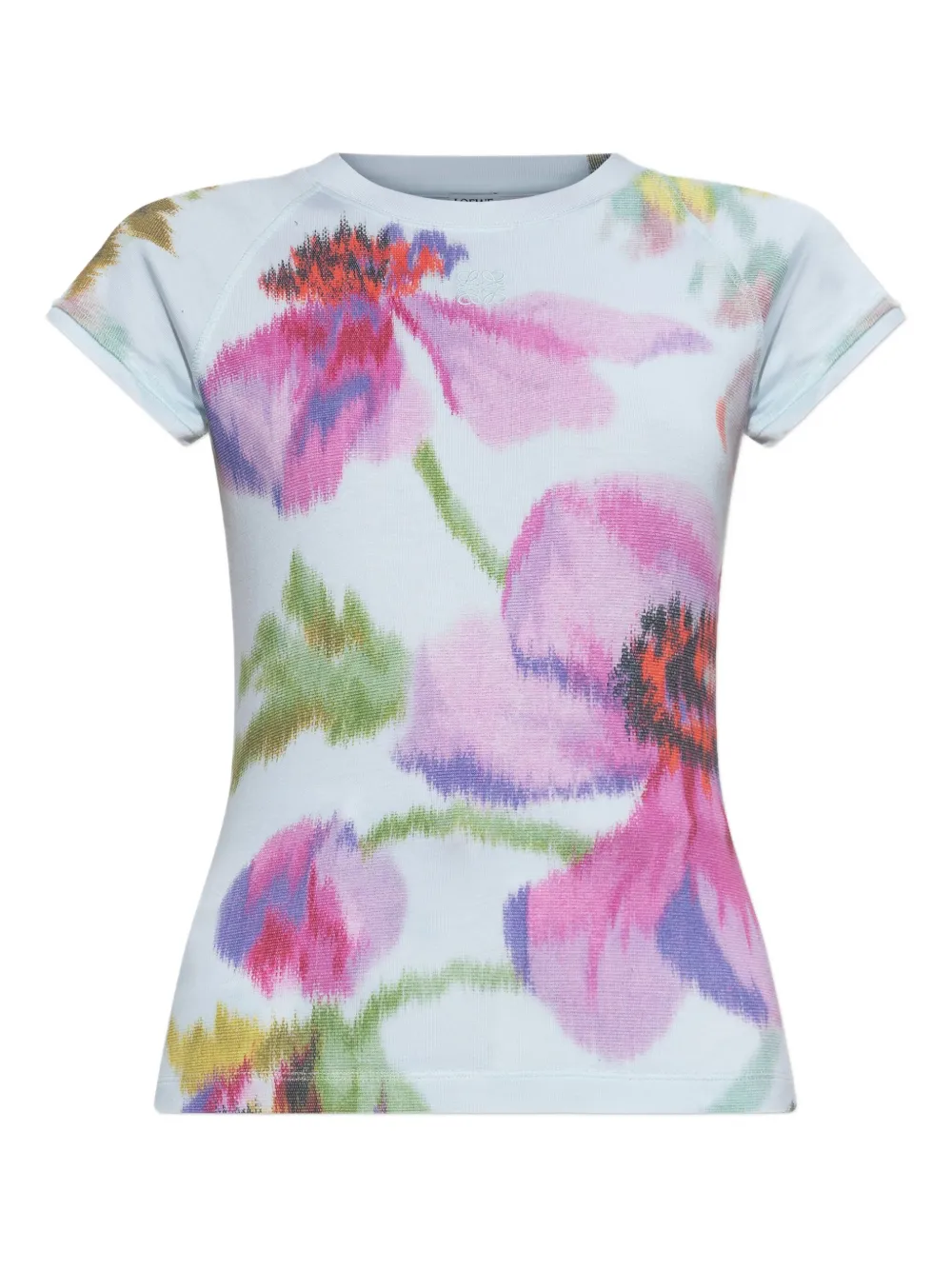 LOEWE Top met bloemenprint en raglan mouwen Blauw