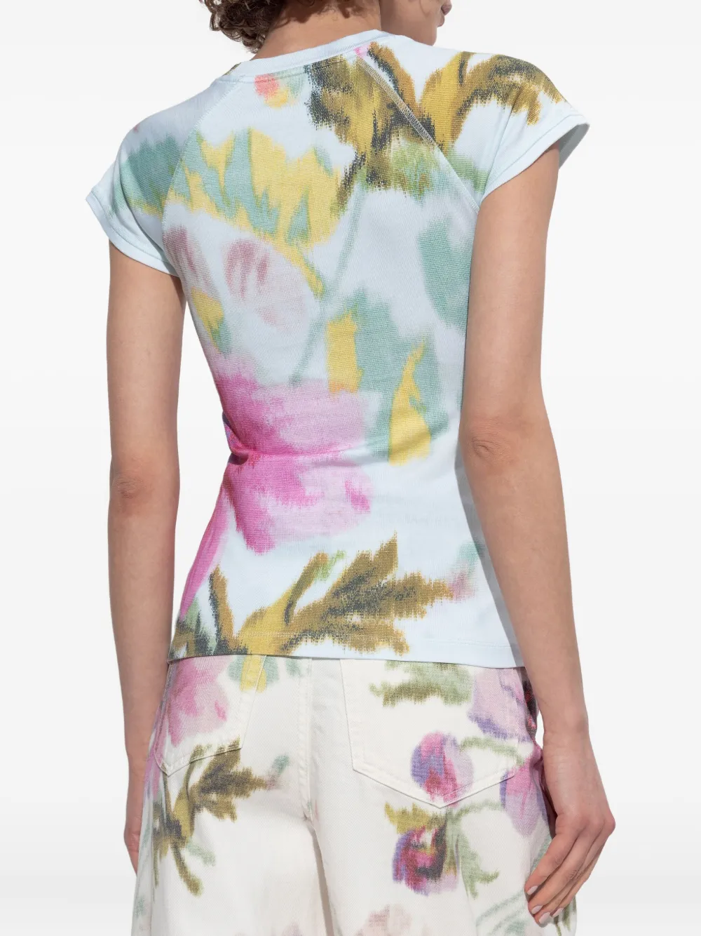 LOEWE Top met bloemenprint en raglan mouwen Blauw