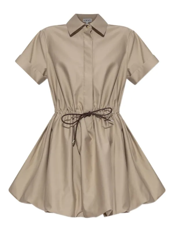 loewe short dress LOEWE Pleated checked cotton-voile mini dress