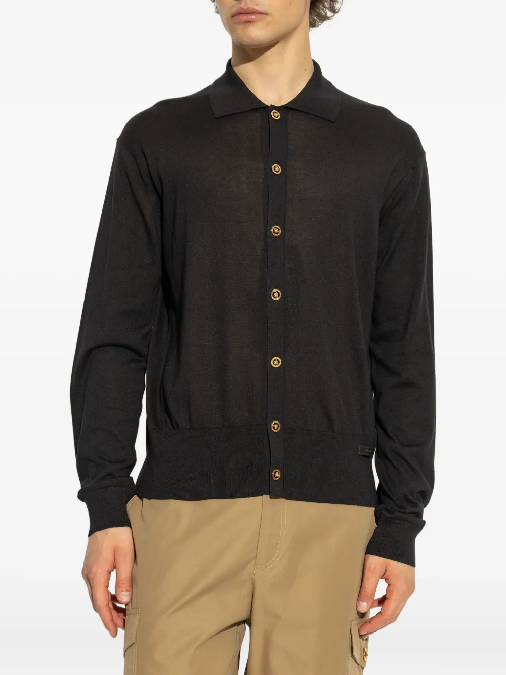 Versace Button-up vest met polokraag Zwart
