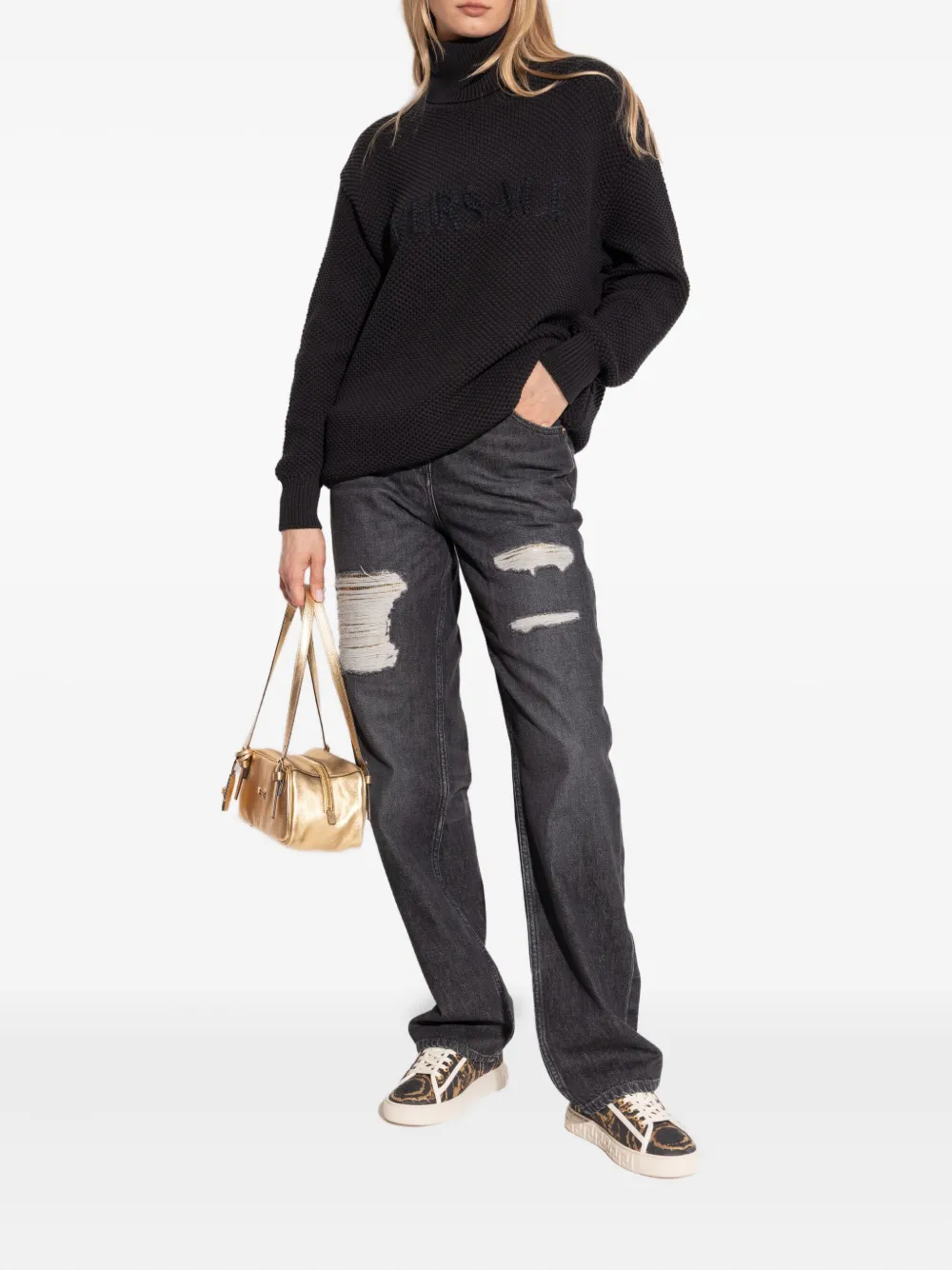 Versace Coltrui met textuur Zwart