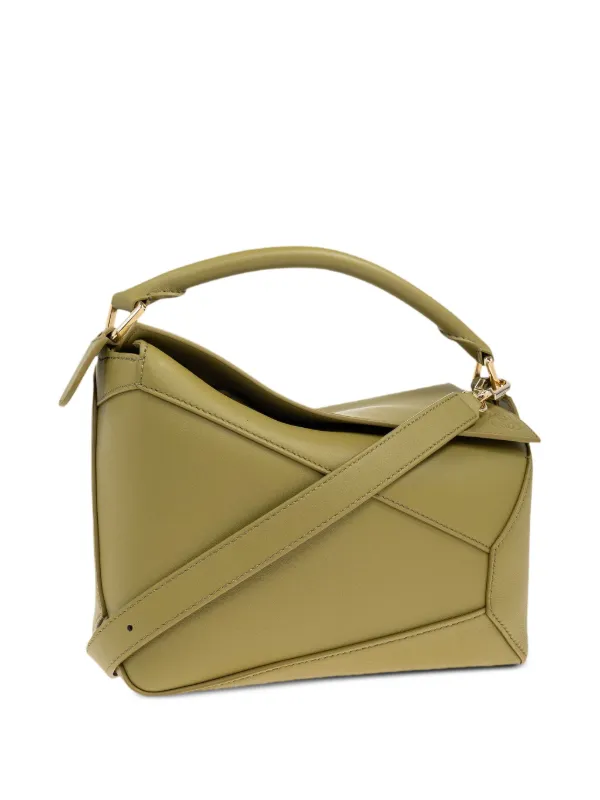 LOEWE Small Puzzle Leather Tote Bag Green FARFETCH JO