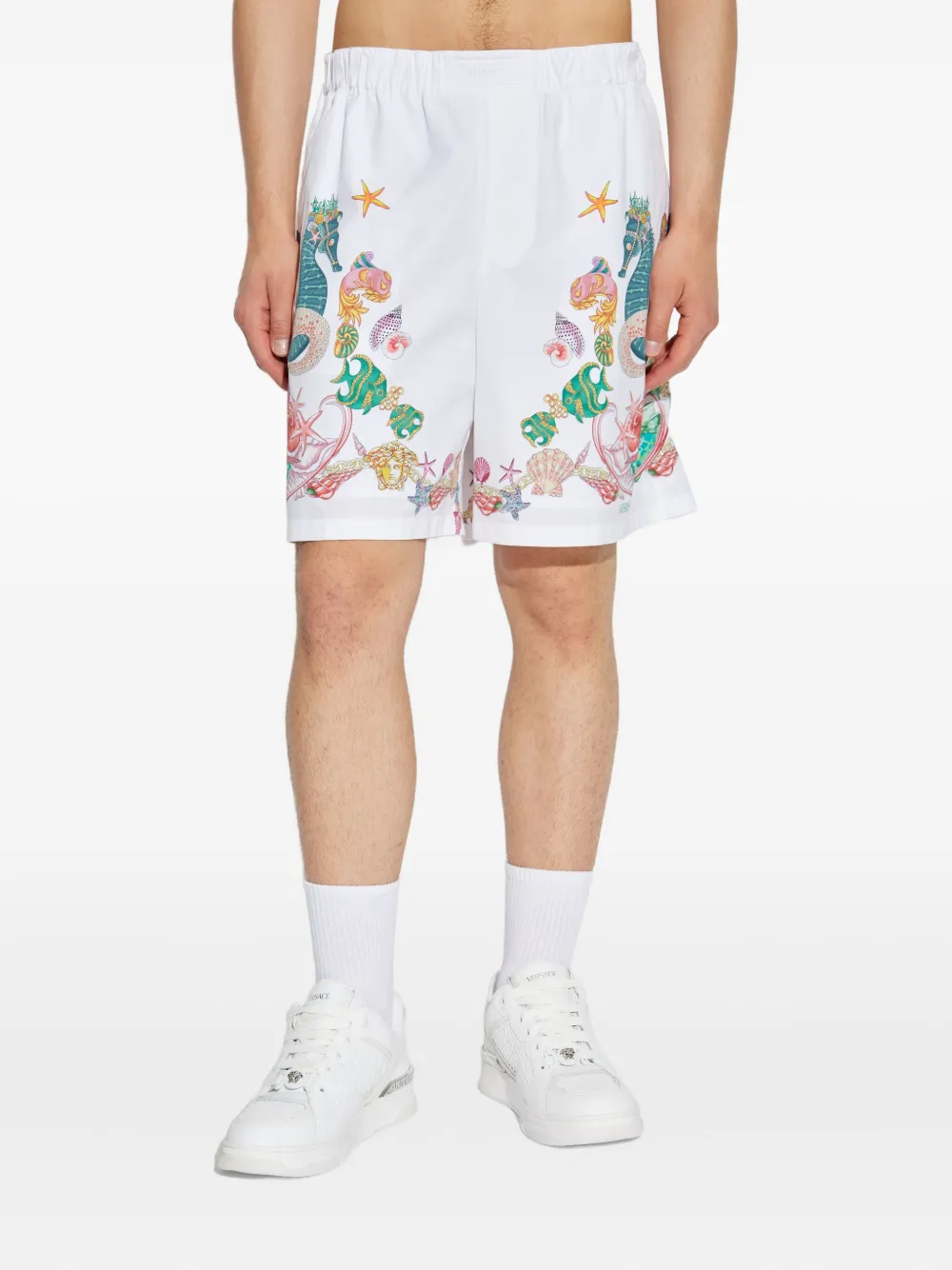 Versace Shorts met grafische print Wit