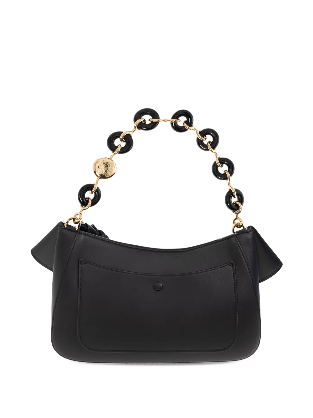 LOEWE Schoudertas met schakelketting en ruches Zwart