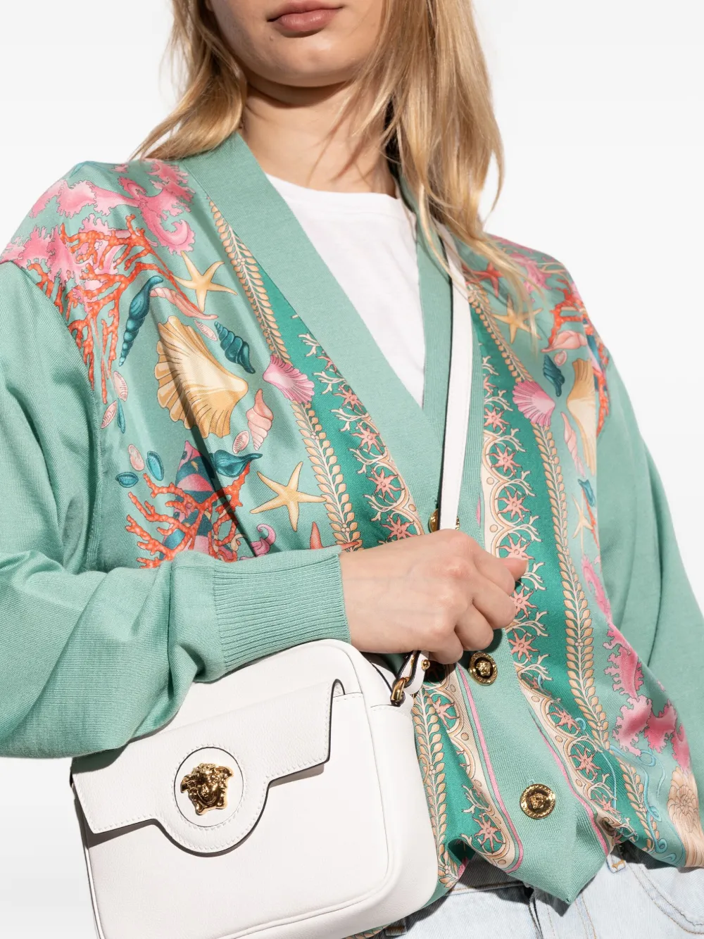 Versace La Medusa leren crossbodytas Wit
