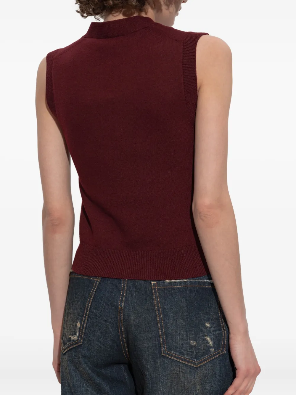 DSQUARED2 Mouwloze wollen top met V-hals Rood