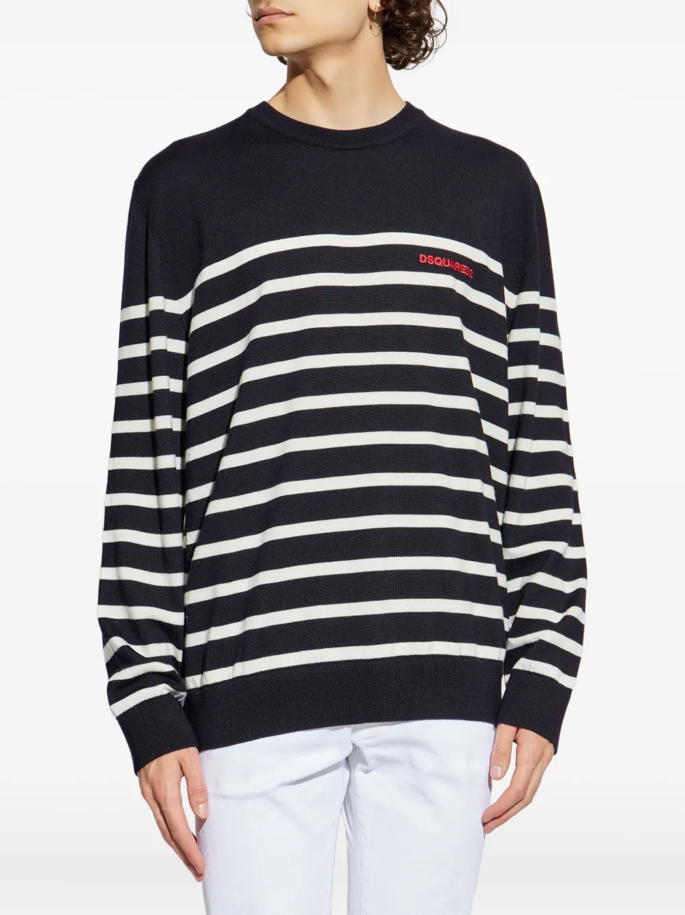 DSQUARED2 logo-detail striped sweater Blauw