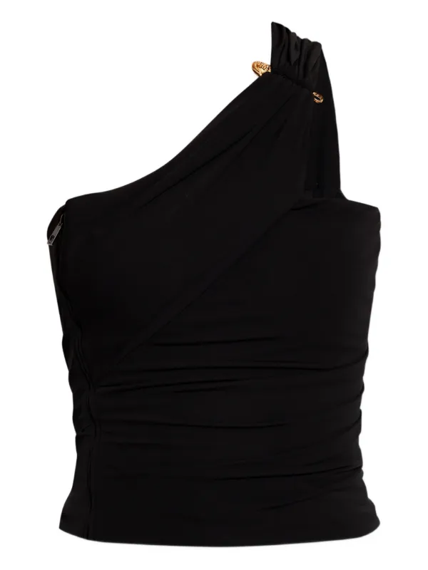 Versace Asymmetrical One-shoulder Top in Black