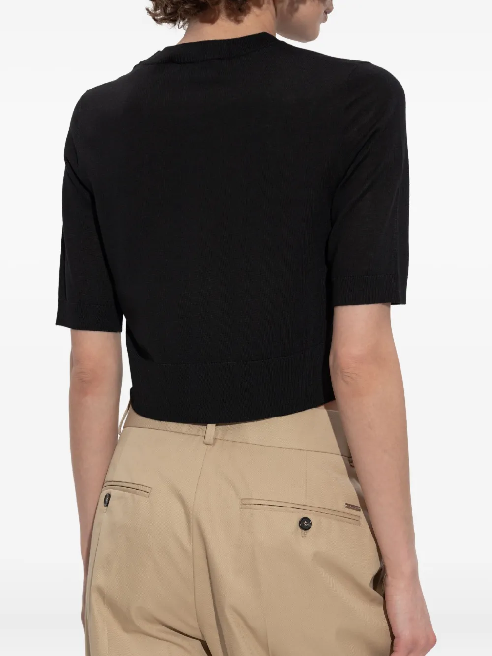 DSQUARED2 Gebreide polotop met geborduurd logo en korte mouwen Zwart