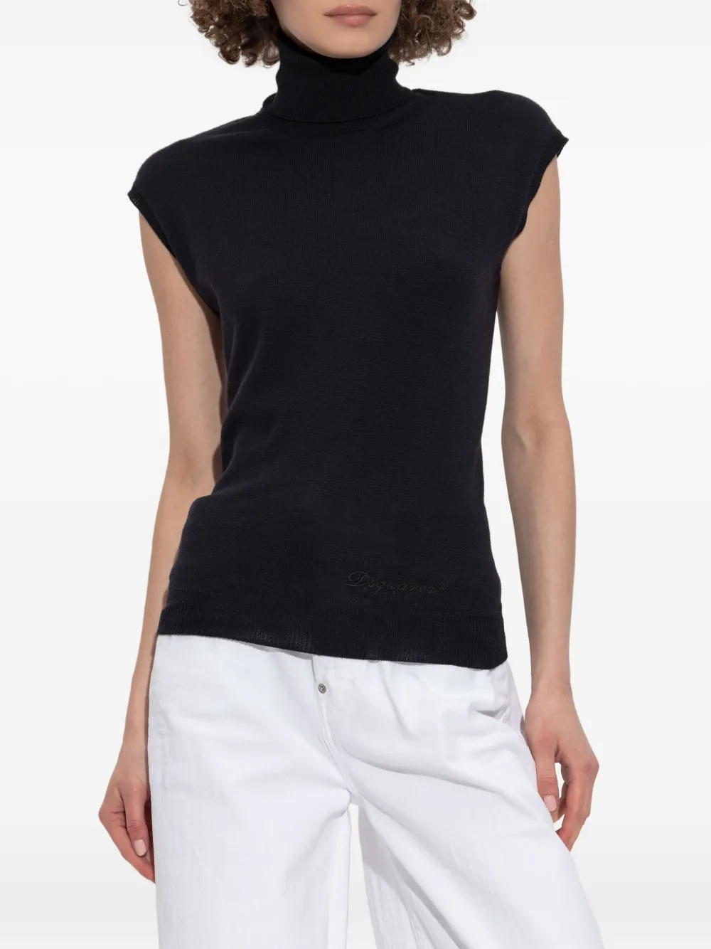 DSQUARED2 Top met col en kapmouwen Zwart