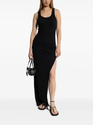 VERSACE ヴェルサーチ ミニワンピース ドレス ノースリーブ 黒 残り僅か！VERSACE シルクインサートミニドレス ミニワンピース
