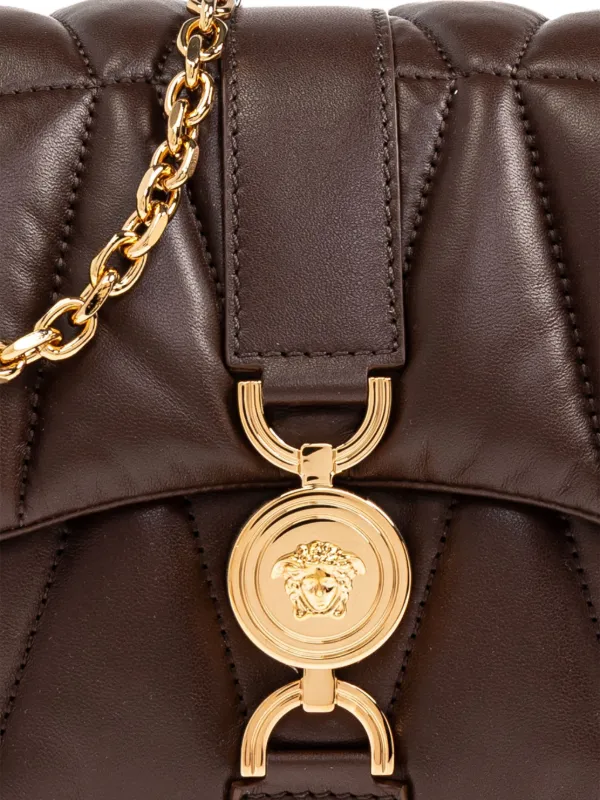 Versace Kleio キルティング ショルダーバッグ ミニ | ブラウン Versace Kleio キルティング ショルダーバッグ ミニ | ブラウン