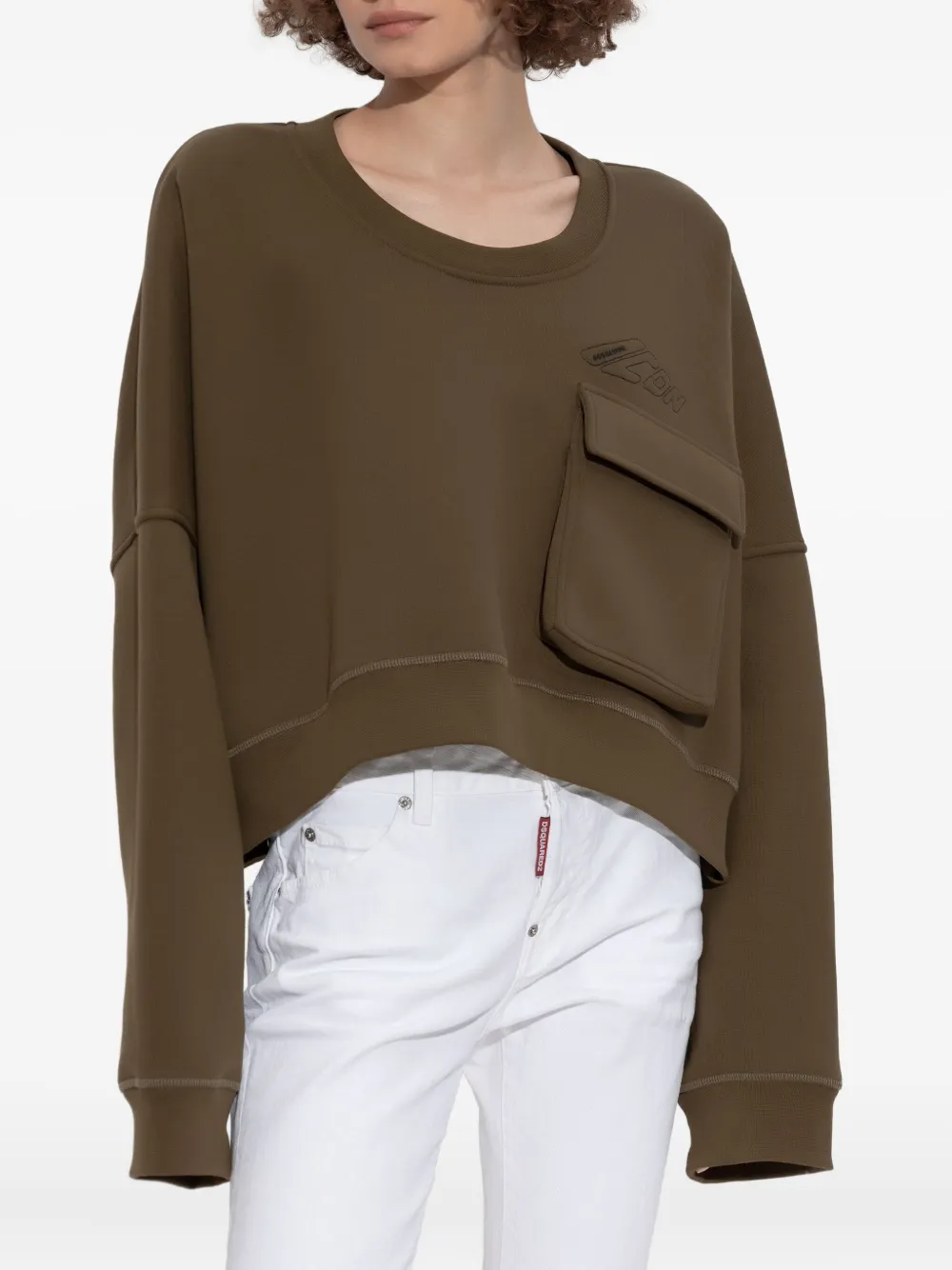 DSQUARED2 Cropped sweater met zakdetail Groen