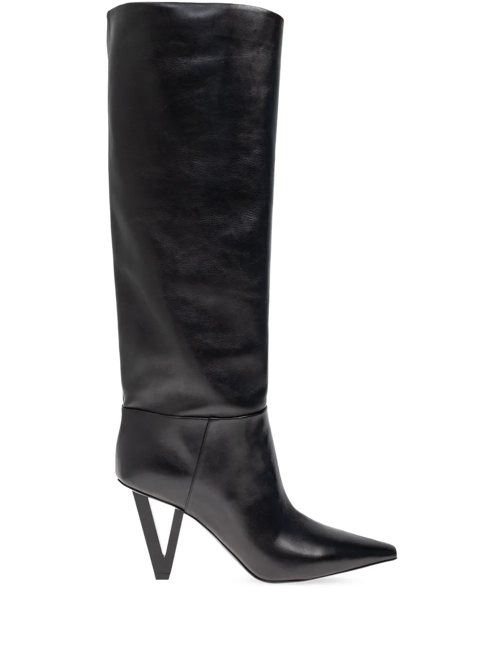 Versace leather knee-high boots Black
