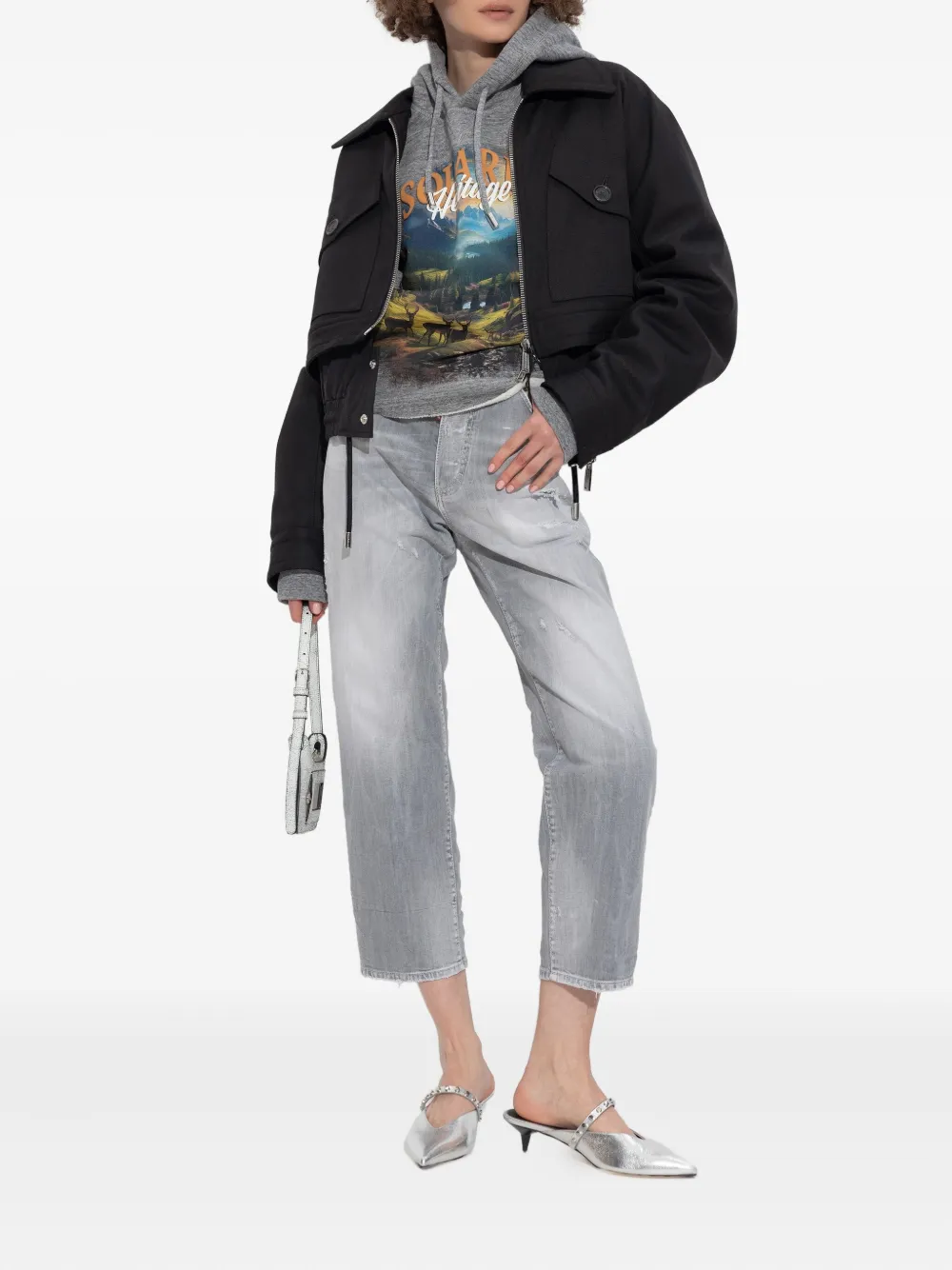 DSQUARED2 landscape-print hoodie Grijs