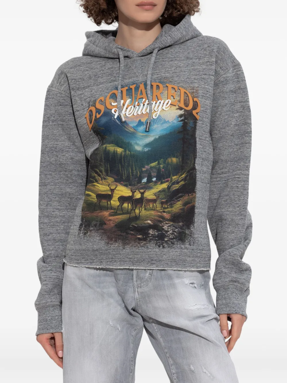 DSQUARED2 landscape-print hoodie Grijs