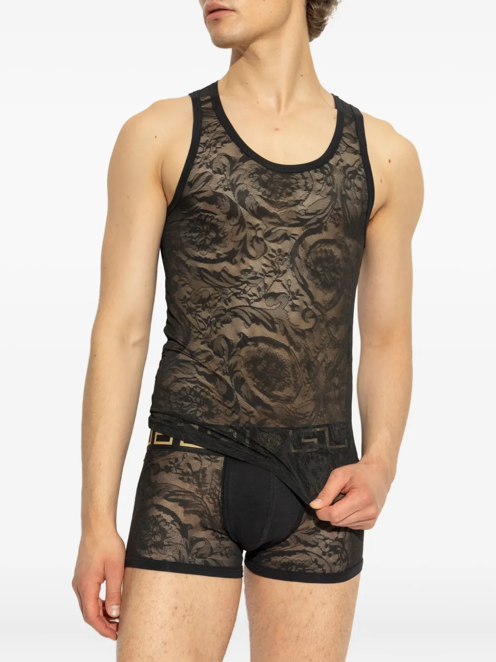 Versace Top met Barocco-kant Zwart