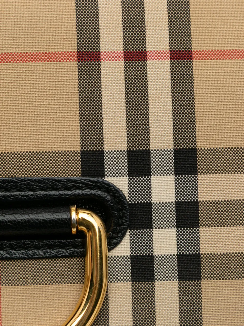 Pre-owned Burberry 2000-2017 Small Goatskin Trimmed House Check Canvas D Ring Crossbody Bag