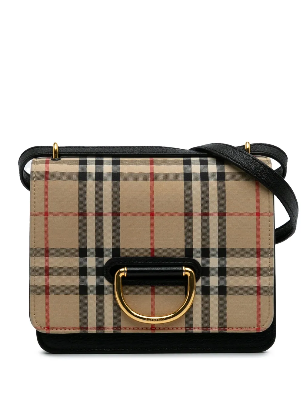 Burberry Pre-Owned 2000-2017 Small Goatskin Trimmed House Check Canvas D Ring crossbody bag | Brown | Image 1