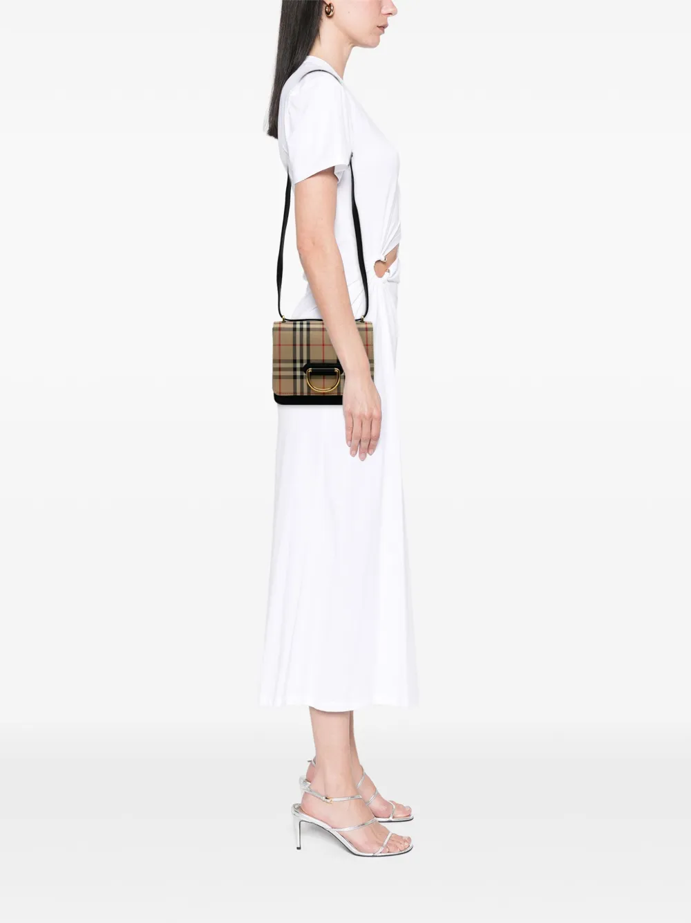 Burberry Pre-Owned 2000-2017 Small Goatskin Trimmed House Check Canvas D Ring crossbody bag | Pre-Owned | Image 2