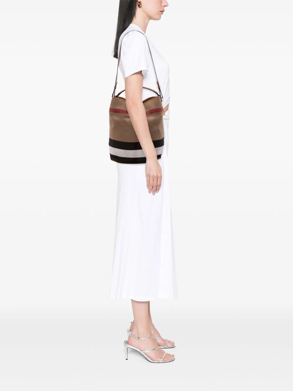 Burberry Pre-Owned 2000-2024 Medium Mega Check Canvas Ashby Bucket Bag satchel | Pre-Owned | Image 2