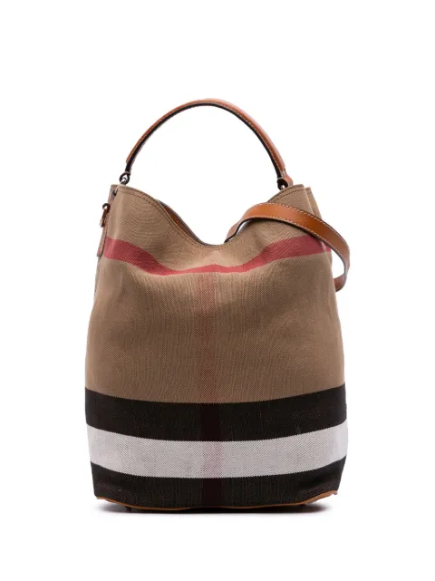Burberry Pre-Owned 2000-2024 Medium Mega Check Canvas Ashby Bucket Bag satchel