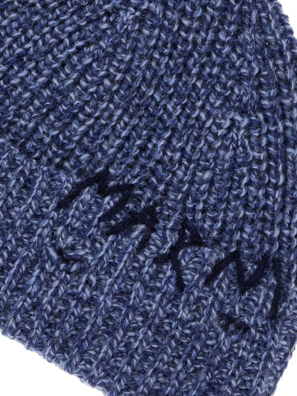 Marni Embroidered-logo Knit Beanie In Blue