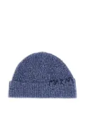 Marni embroidered-logo knit beanie - Blue