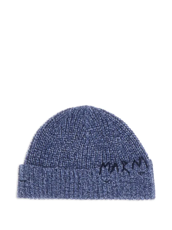 Marni embroidered-logo Knit Beanie Blue FARFETCH SG