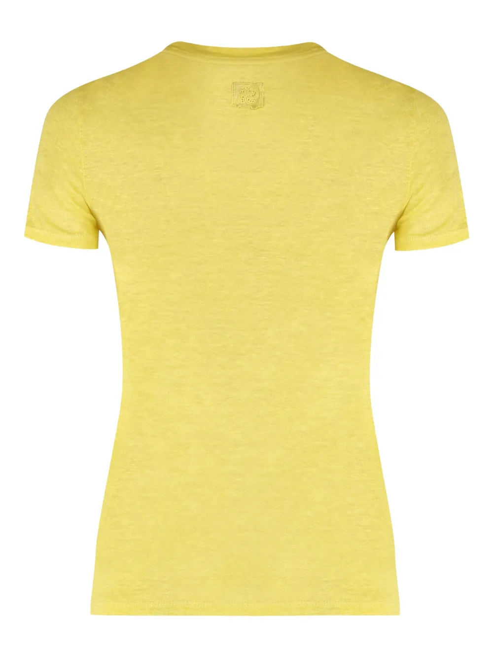 120% Lino Linnen T-shirt met V-hals Geel