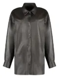 Salvatore Santoro point-collar leather shirt - Brown