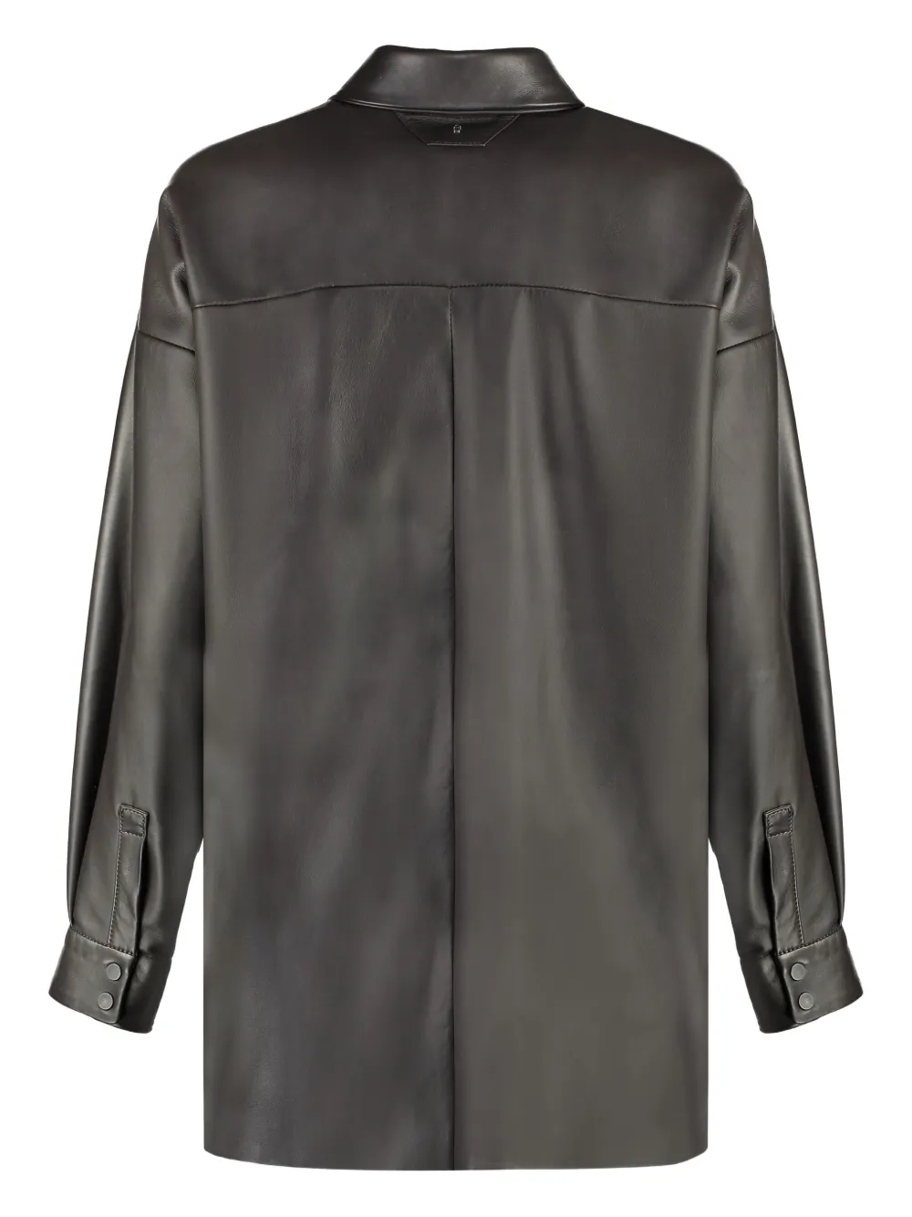 Salvatore Santoro point-collar leather shirt Bruin