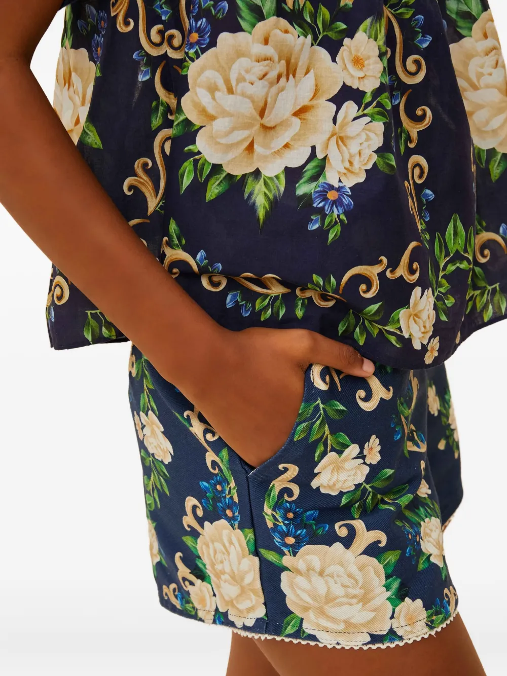 FARM Rio Flower Tapestry shorts met riem Blauw