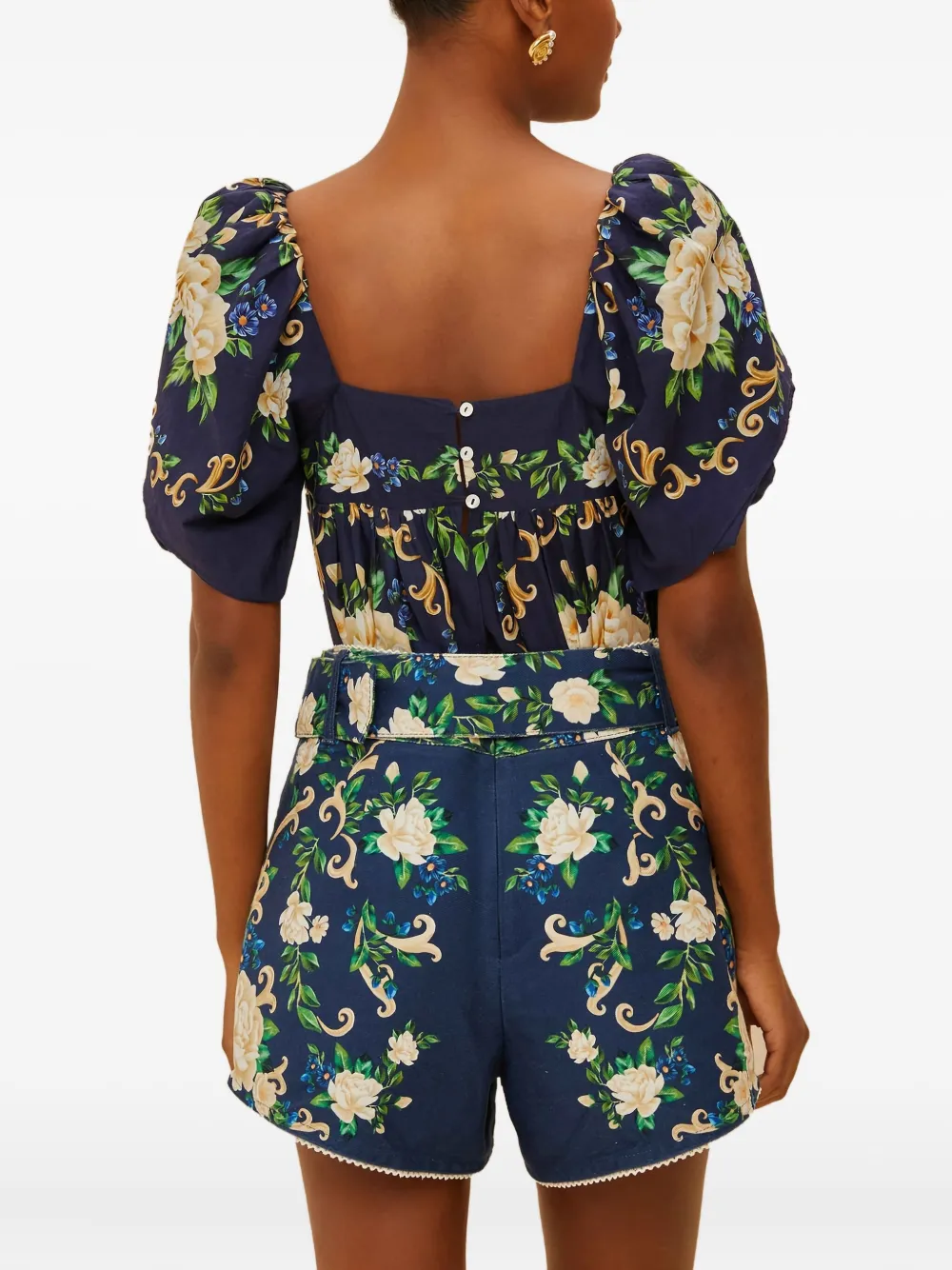FARM Rio Flower Tapestry shorts met riem Blauw