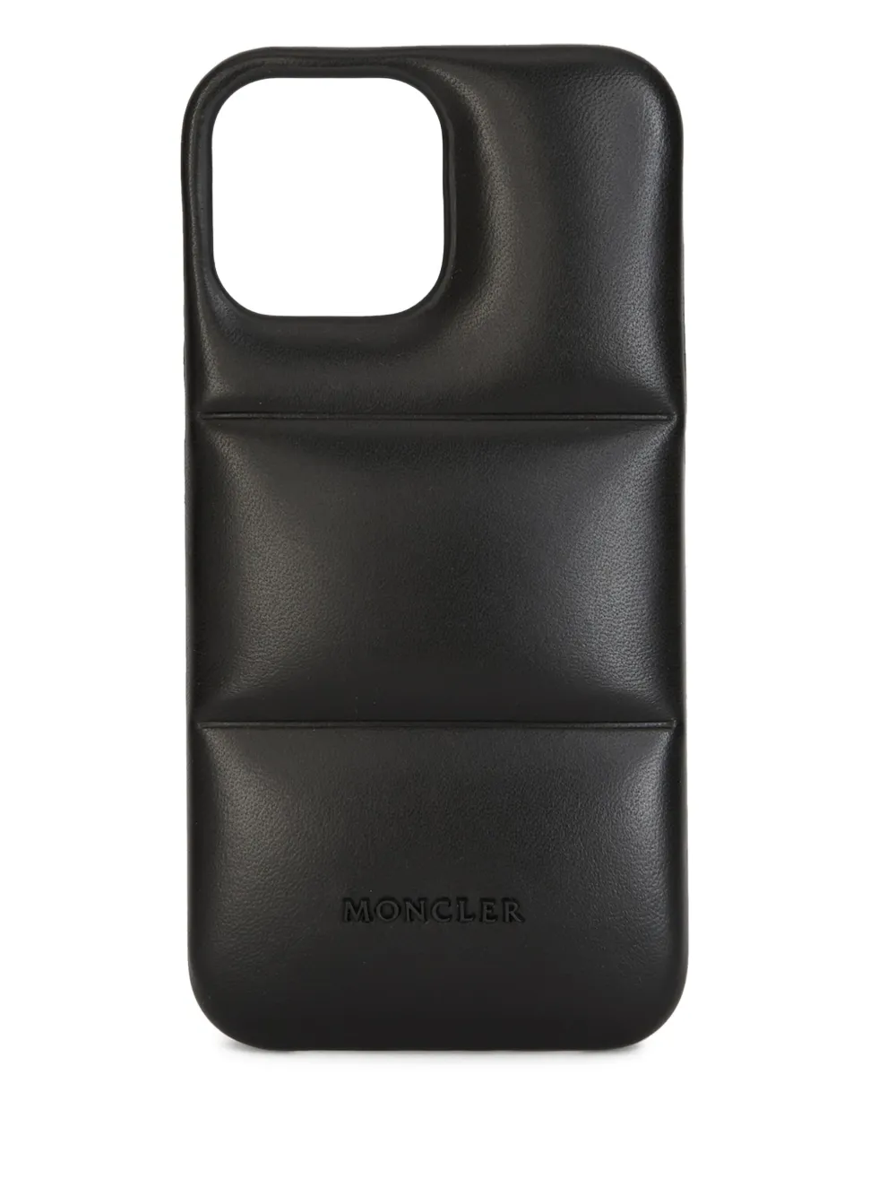Moncler キルティング レザースマホケース - ブラック Moncler キルティング レザースマホケース - ブラック