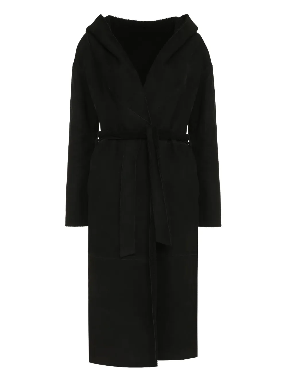 Salvatore Santoro leather belted coat Zwart