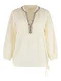 120% Lino pleated rhinestone blouse - Neutrals
