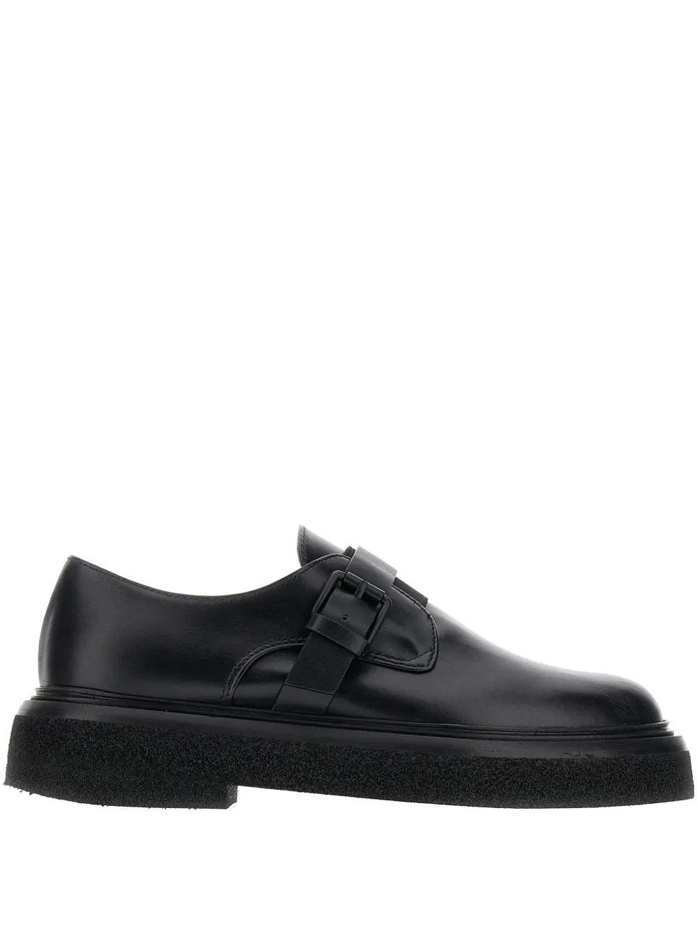 Max Mara Black Leather Monk Strap Buckle Shoes In Black