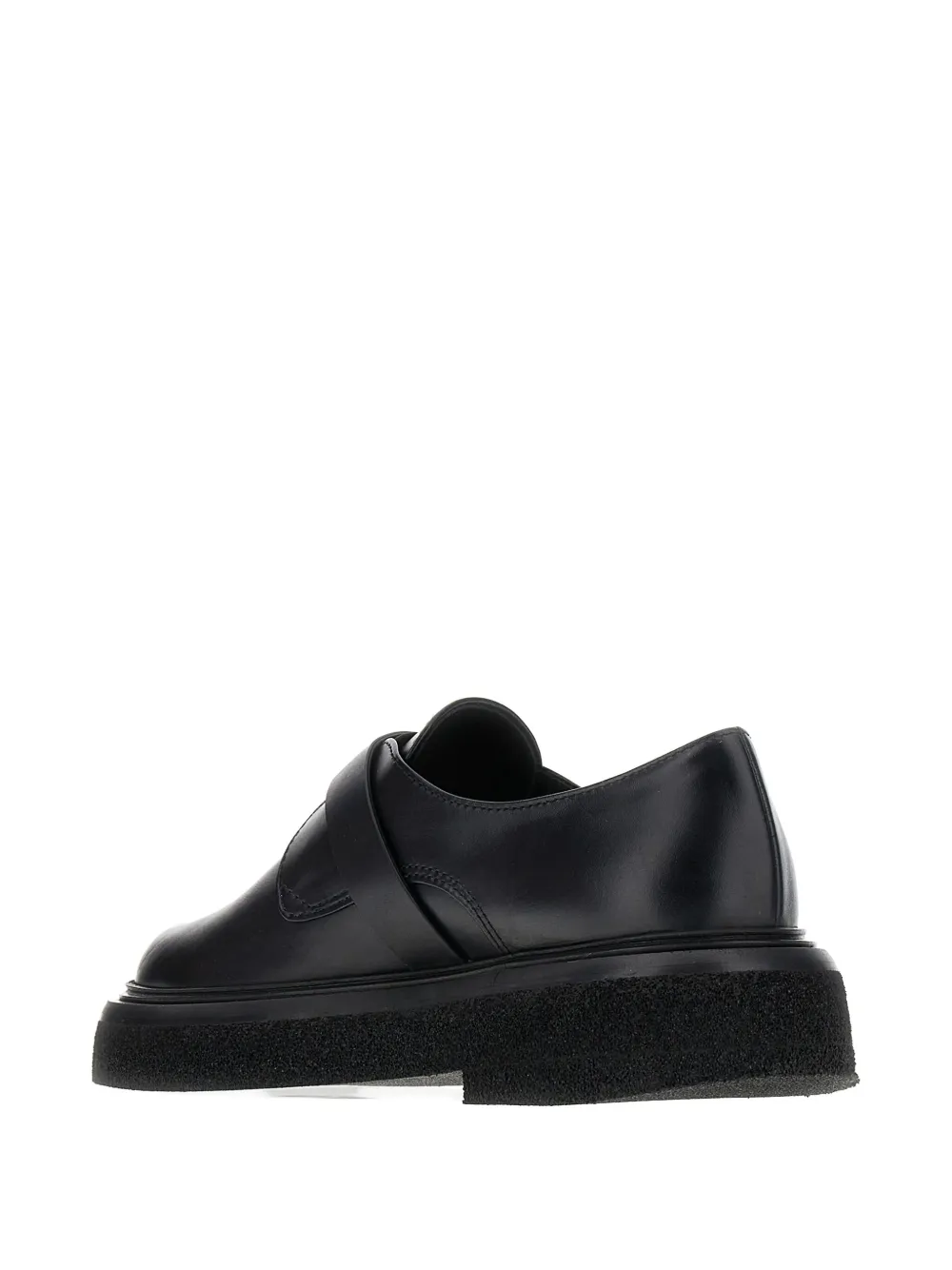 Max Mara Black Leather Monk Strap Buckle Shoes In Black