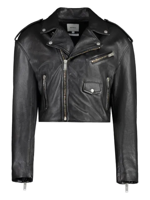 Halfboy cropped biker leather jacket
