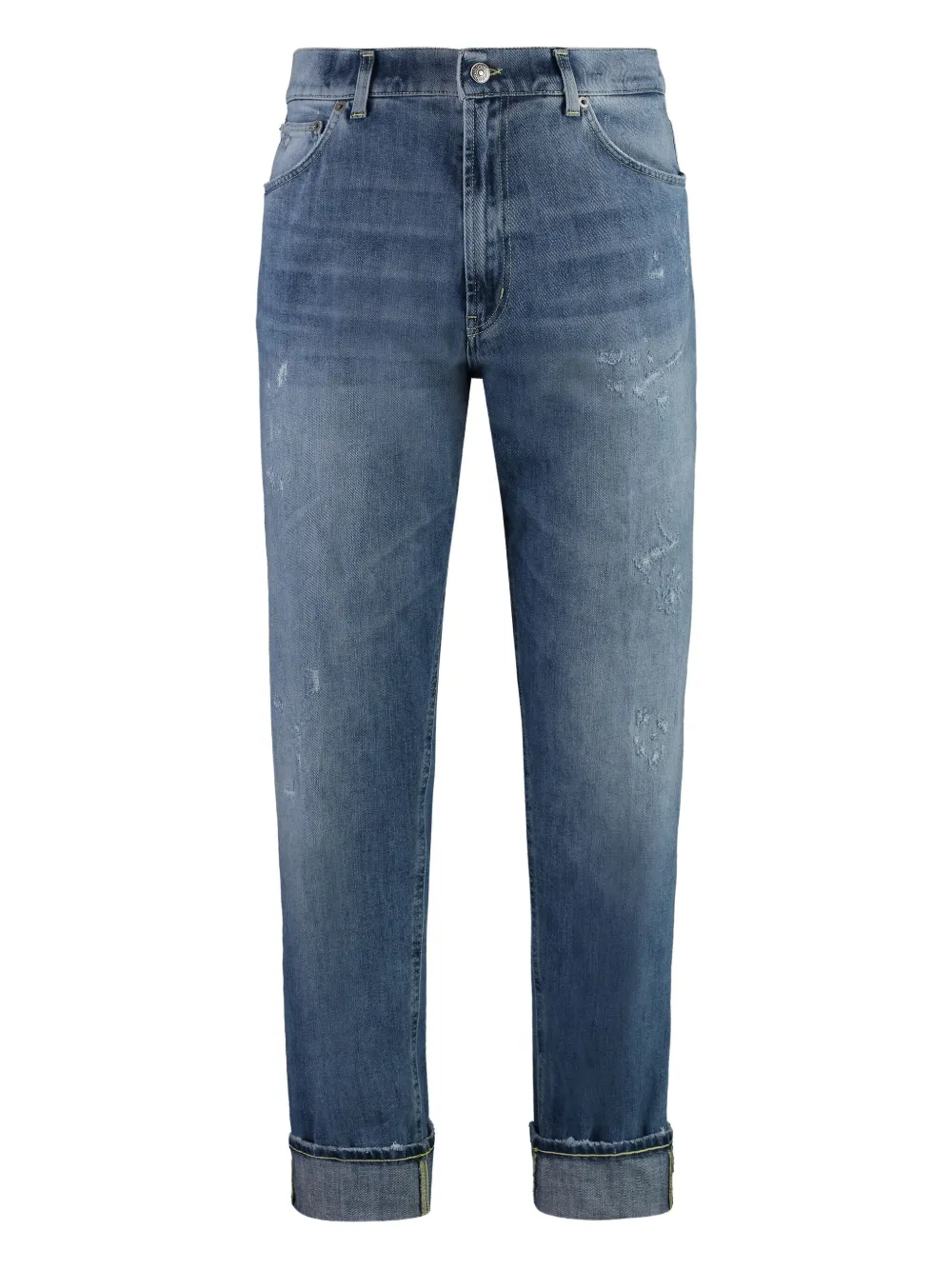 DONDUP distressed cuffed regular jeans Blauw