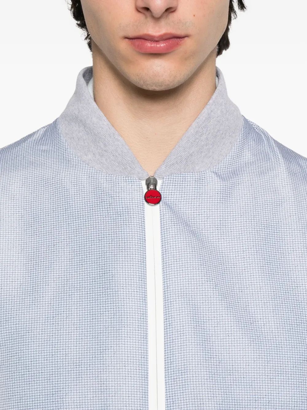 Kiton Geruit bomberjack met rits Grijs
