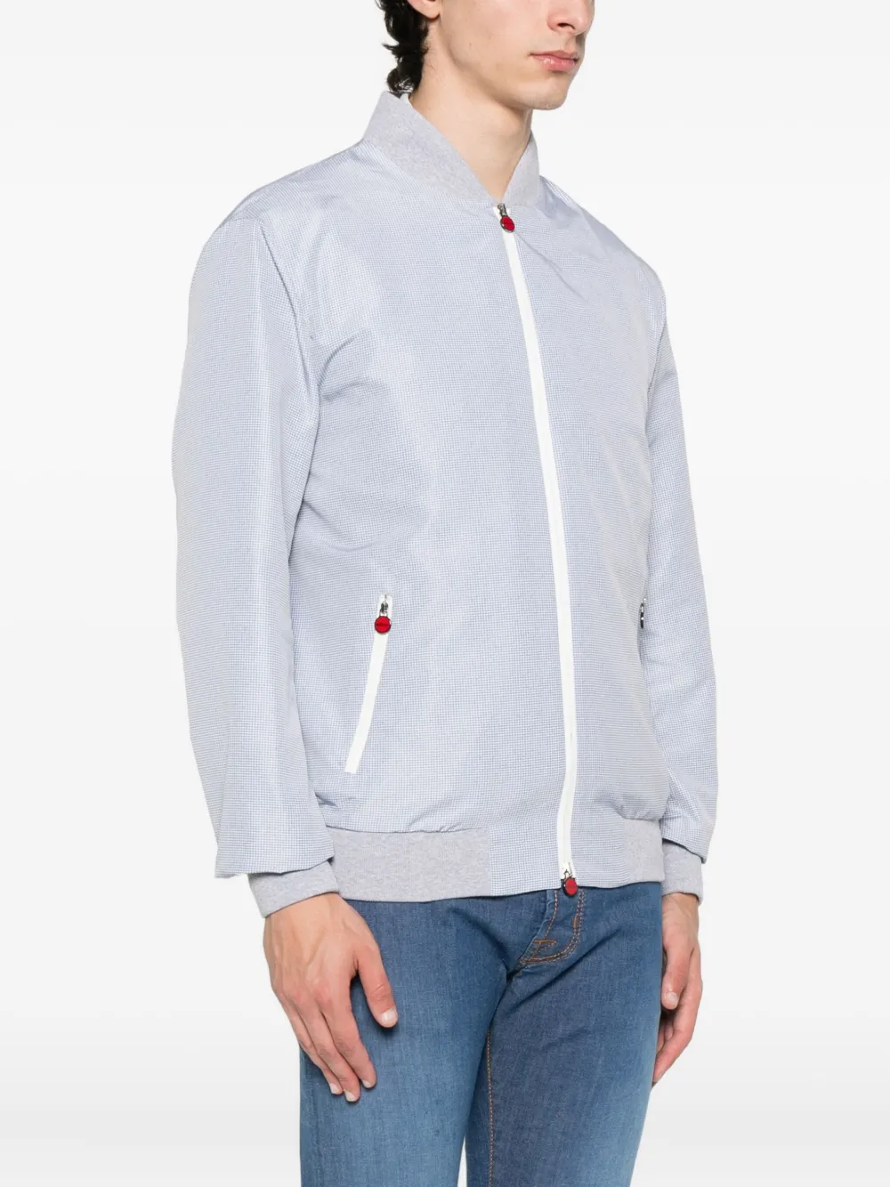 Kiton Geruit bomberjack met rits Grijs