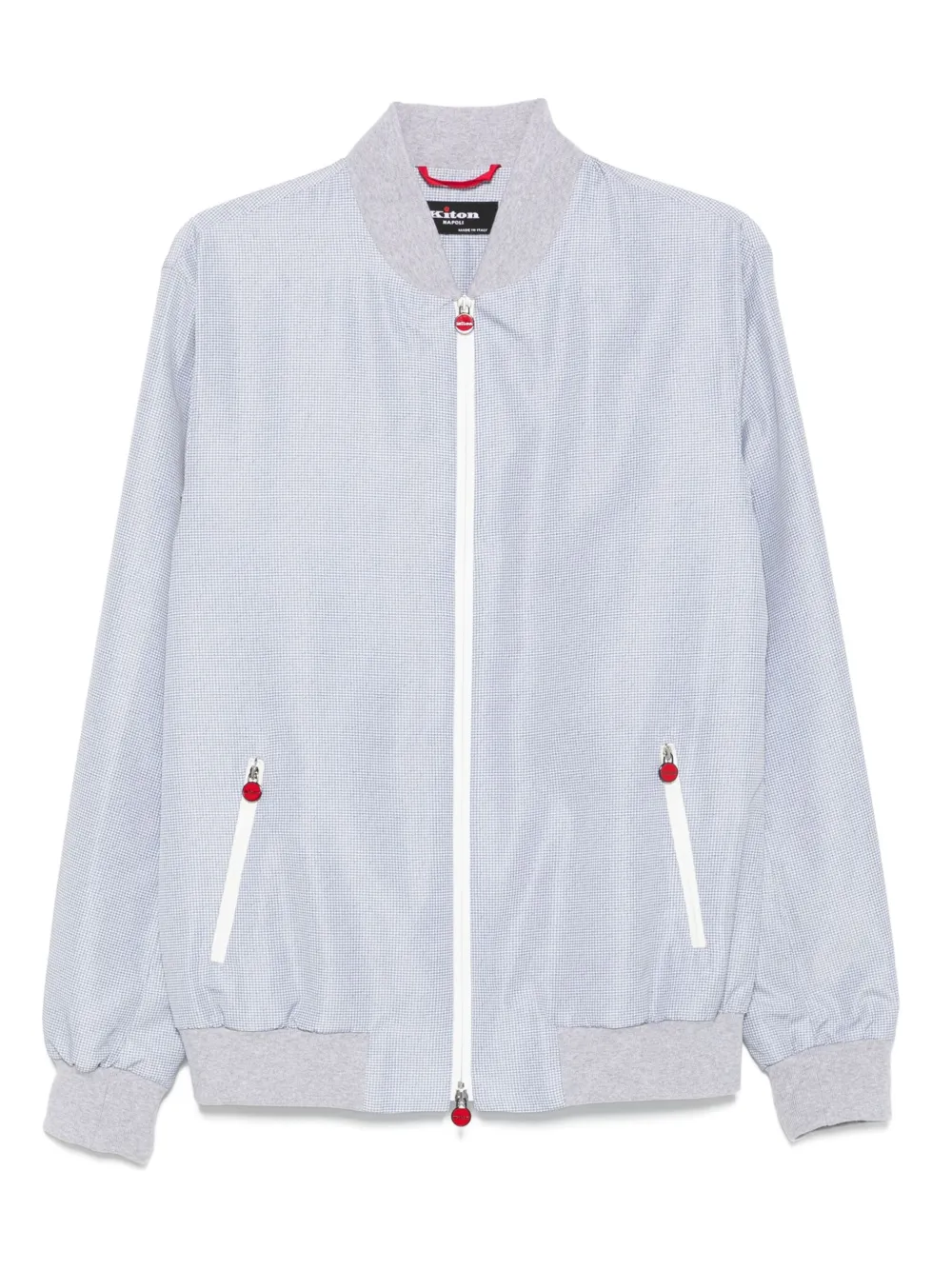 Kiton checked zip-front bomber jacket Grijs