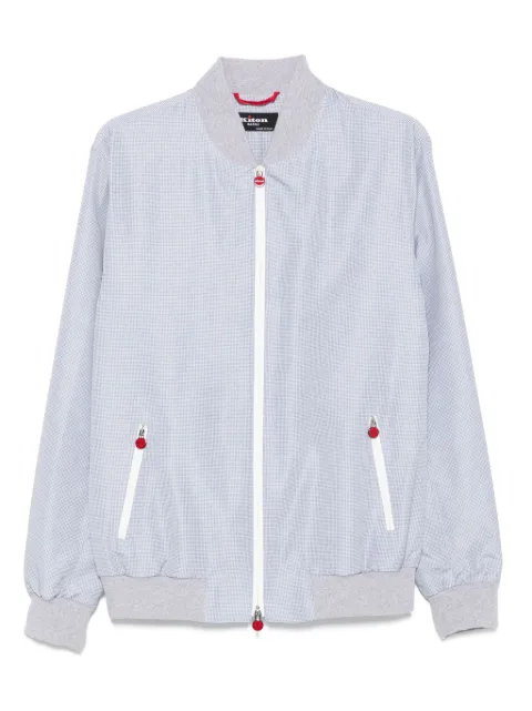 Kiton checked zip-front bomber jacket