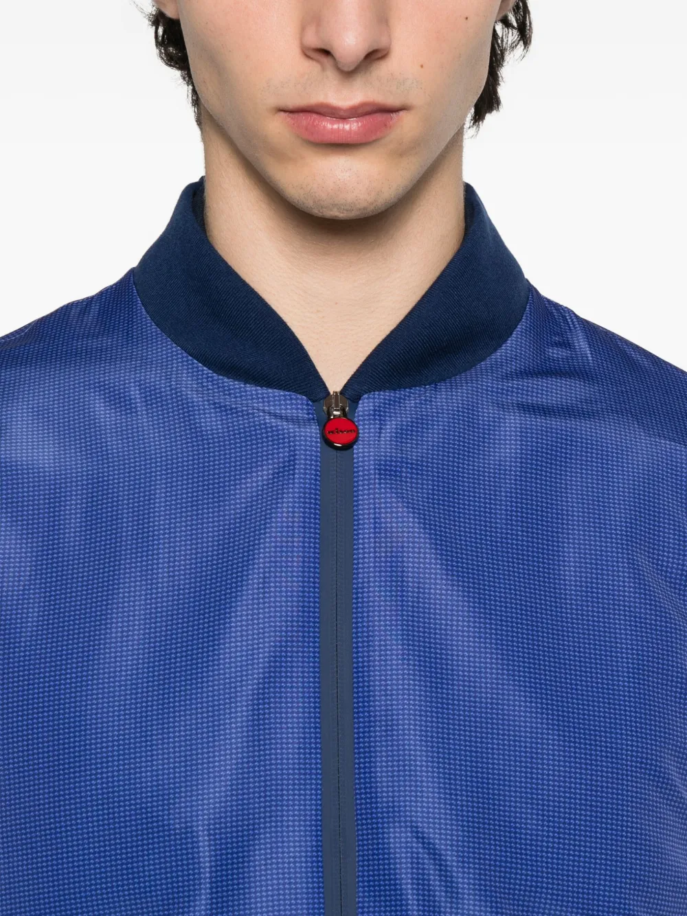 Kiton Geruit bomberjack met rits Blauw
