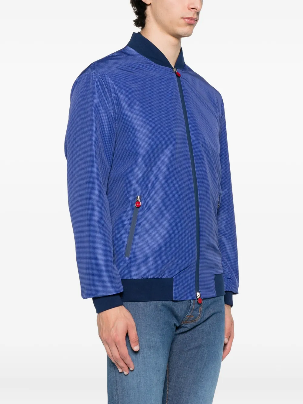 Kiton Geruit bomberjack met rits Blauw