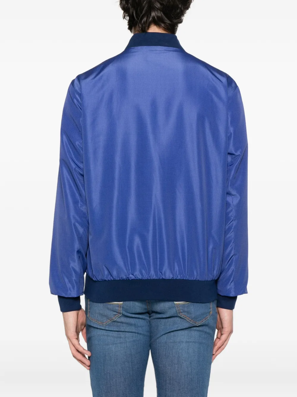 Kiton Geruit bomberjack met rits Blauw